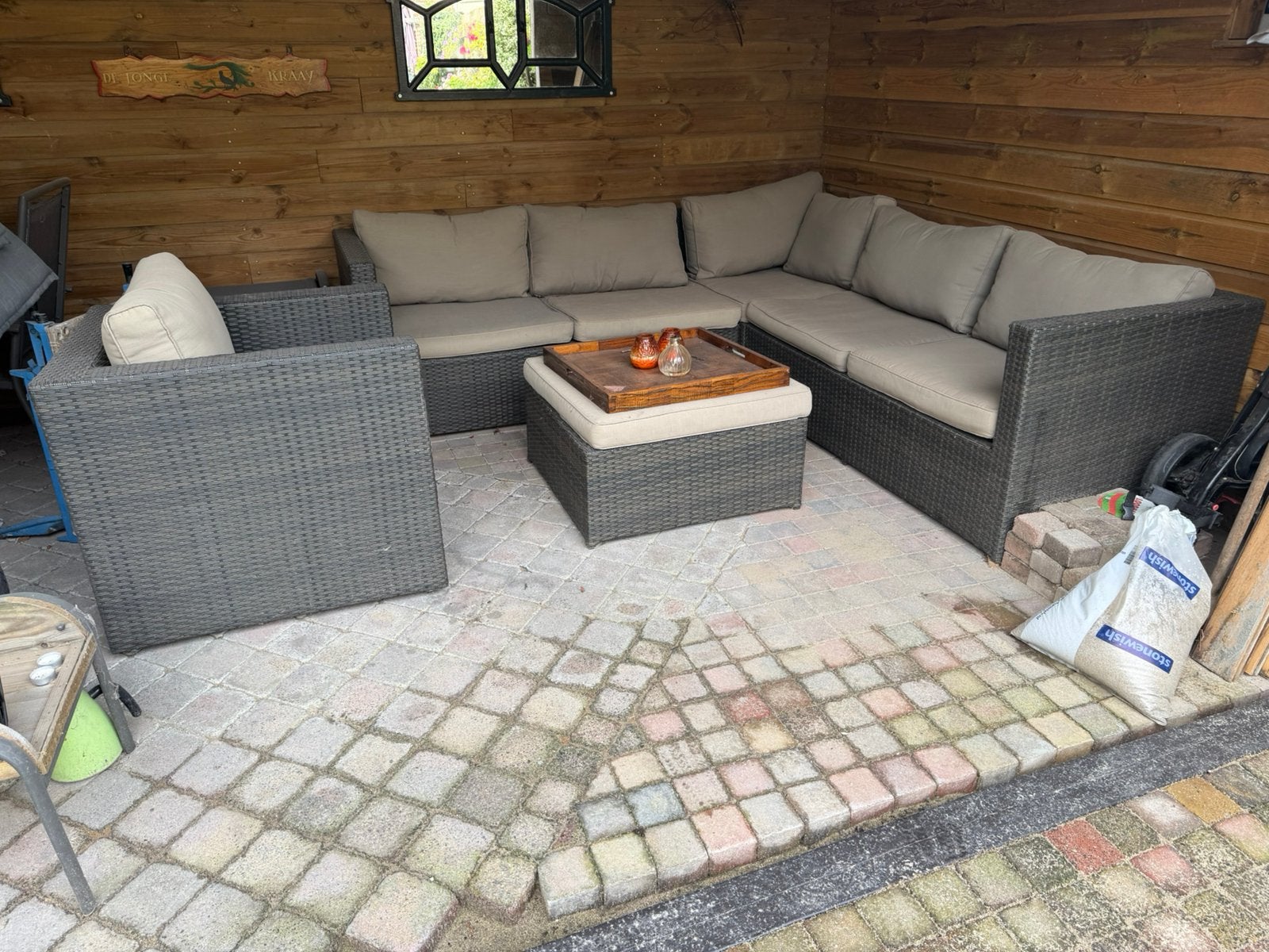 Gebruikte loungeset tuinset te koop., Ophalen, Zo goed als nieuw, Kunststof