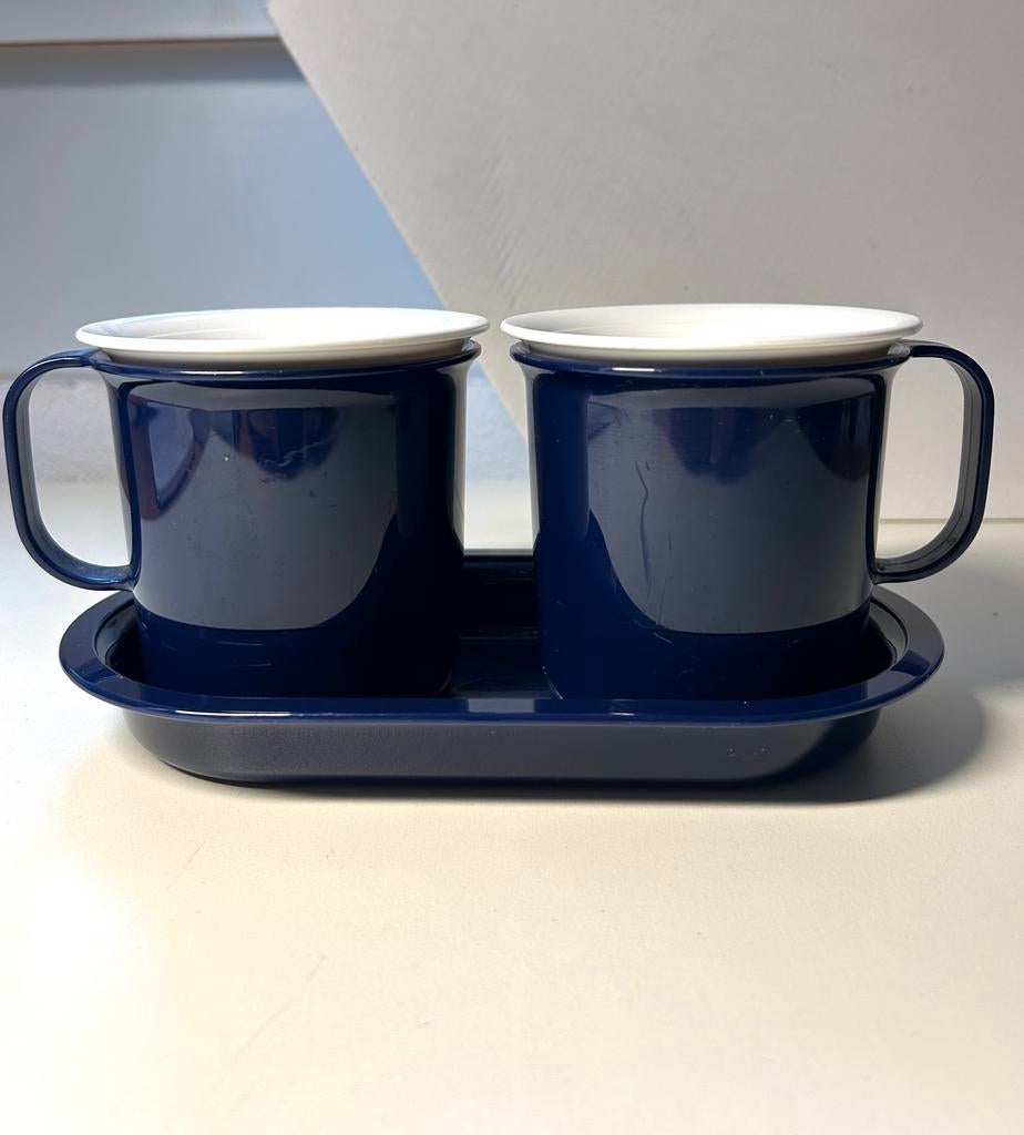 Tupperware bekers met schaaltje, Ophalen of Verzenden, Gebruikt, Blauw, Beker of Kan