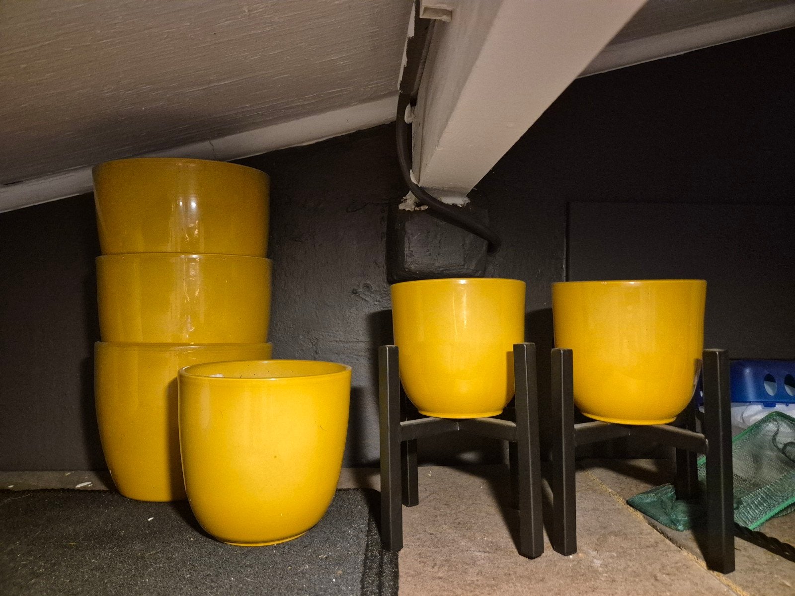 Bloempotten Okergeel, Ophalen, Gebruikt, Rond, Binnen