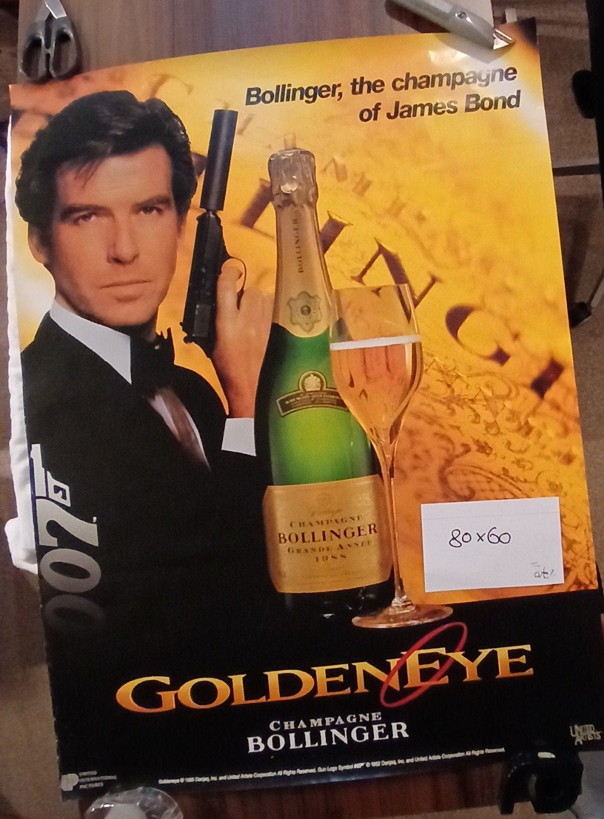 James Bond GoldenEye Bollinger Champagne Poster 80x60, Rechthoekig Staand, Ophalen of Verzenden, Zo goed als nieuw, A1 t/m A3