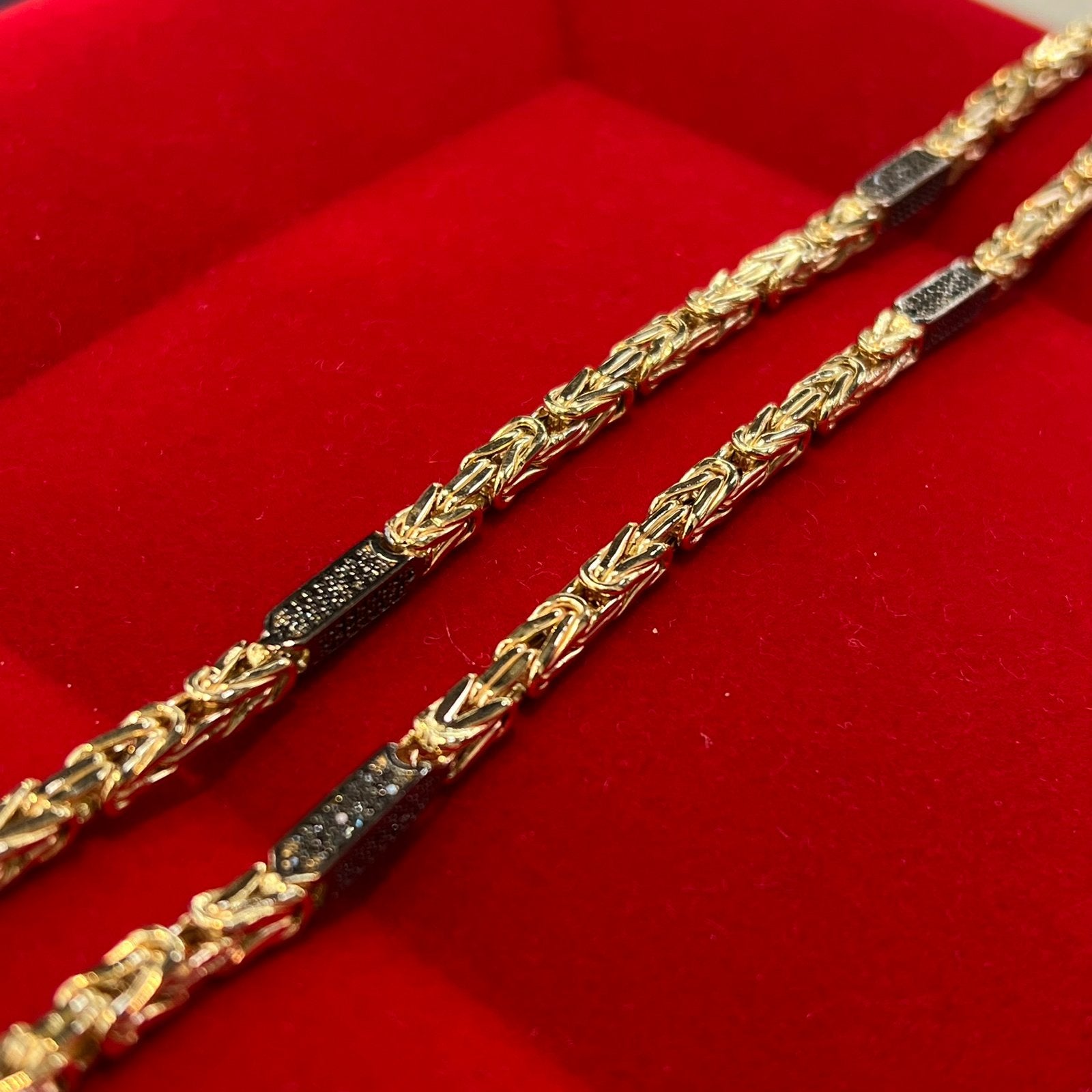 14 karaat gouden koningsketting schakel onyx stenen, Ophalen of Verzenden, Nieuw, Goud