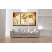 Nieuw doos 3 luik schilderij landkaart warm brocant 120 X 80, Eén persoon, Cadeaubon