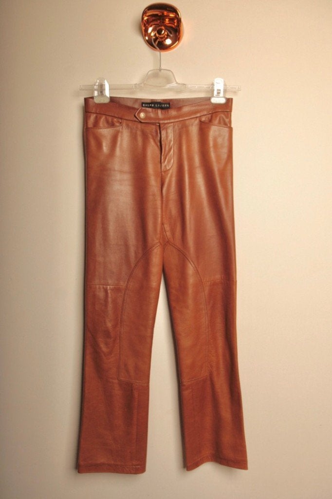 RALPH LAUREN COLLECTION Lams leer broek Maat S Wpr € 2000,-!, Kleding | Dames, Bruin, Ophalen of Verzenden, Zo goed als nieuw