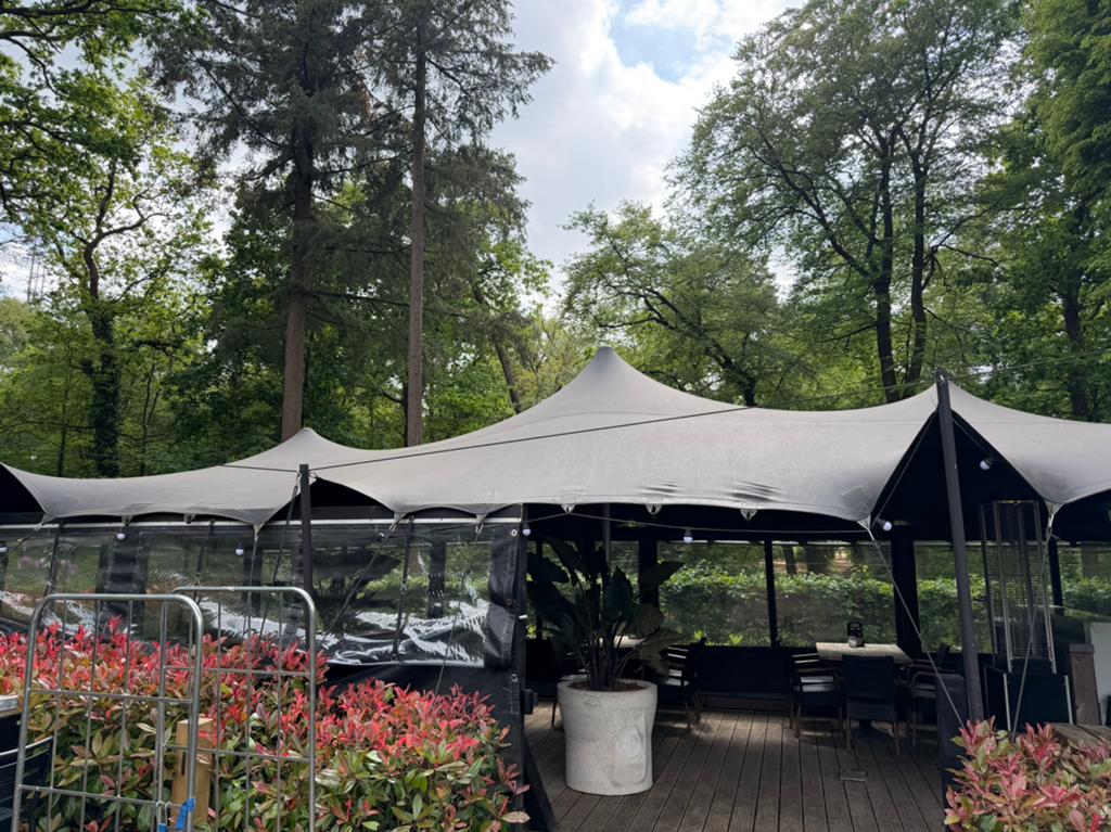 Flextent zwart 10x5 - 3 stuks, Tuin en Terras, Ophalen, Gebruikt, Minder dan 5 meter