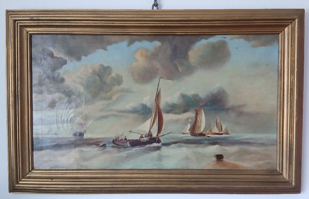 Antiek schilderij ( Maritiem ), Antiek en Kunst, Kunst | Schilderijen | Klassiek, Ophalen, Maritiem / water, Nederlandse school