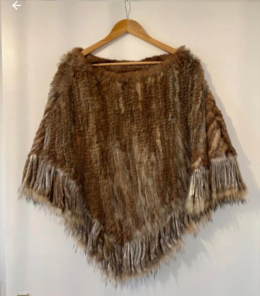 Luxe konijnenbont poncho - One size, Kleding | Dames, Ophalen of Verzenden, Zo goed als nieuw
