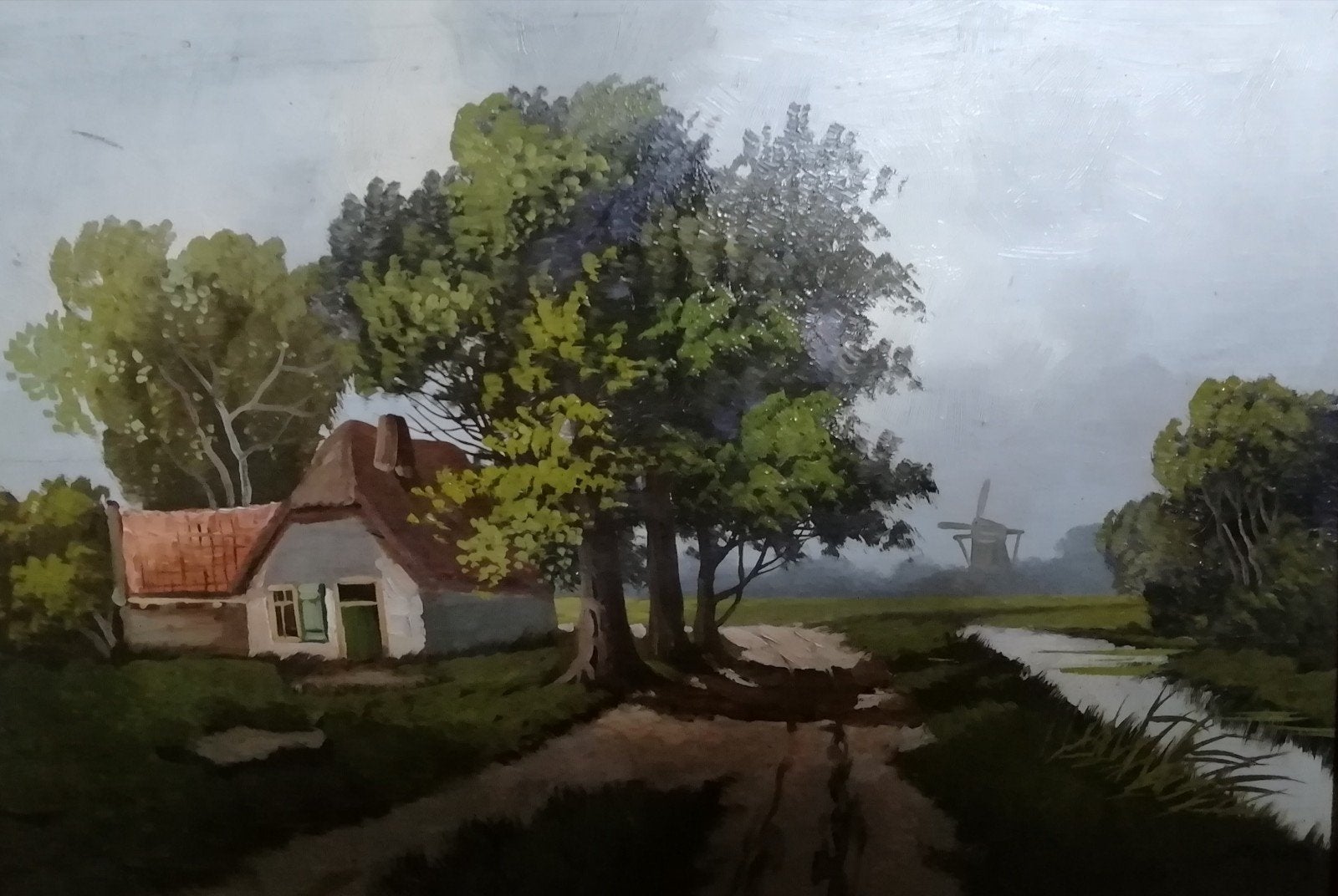 Dirk Verheul (1864-1949) - Hollands Landschap met Molen, Ophalen of Verzenden