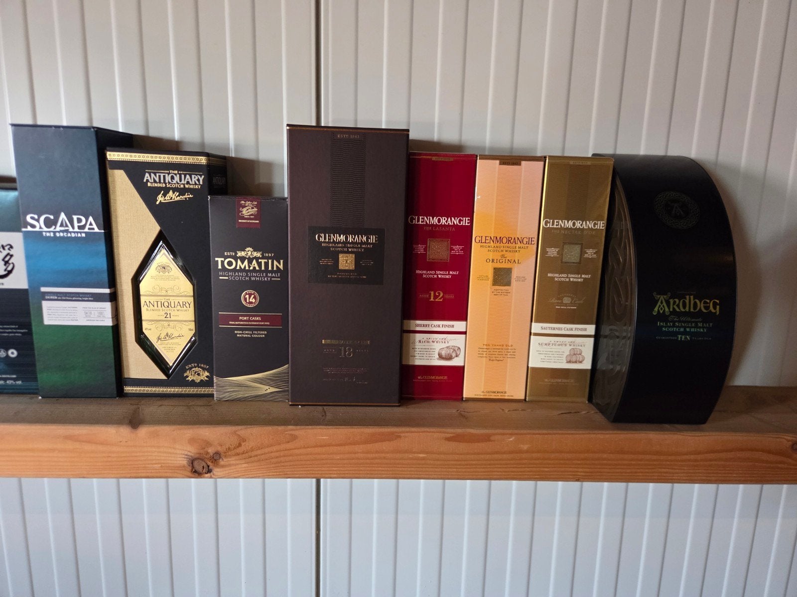 Lege flessen met kokers/verpakking van diverse merken, Ophalen of Verzenden, Gebruikt