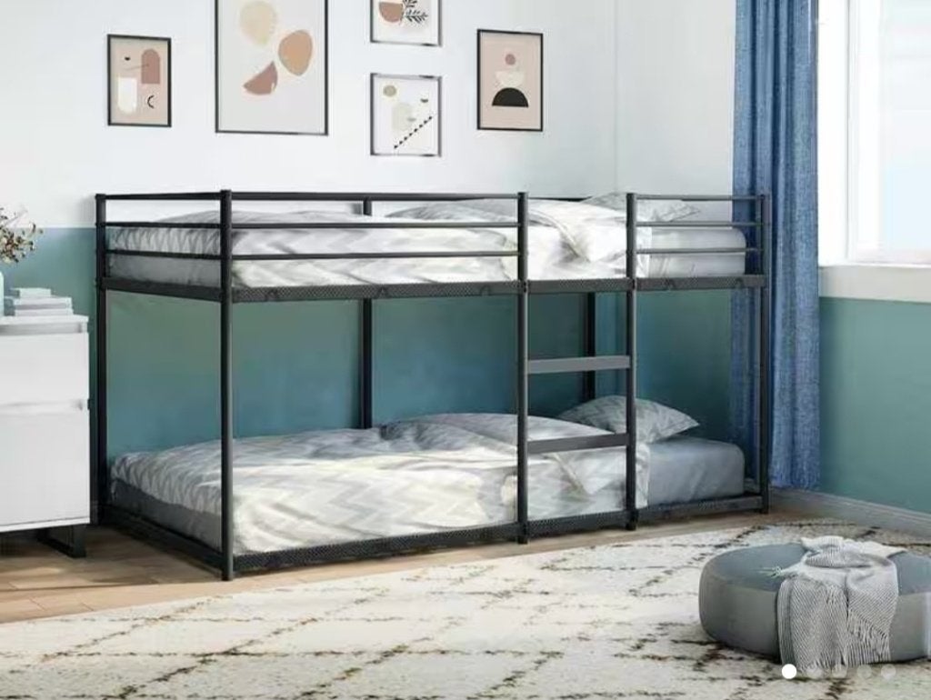 Stapelbed halfhoog, Ophalen, Zwart, Halfhoog, Tweepersoons