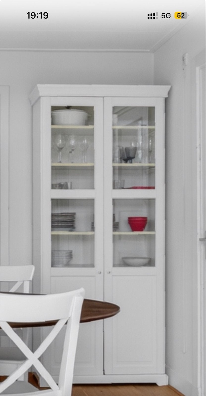 IKEA LIATORP vitrinekast in het wit, Huis en Inrichting, Kasten | Vitrinekasten, Ophalen, Gebruikt, 50 tot 100 cm, 150 tot 200 cm