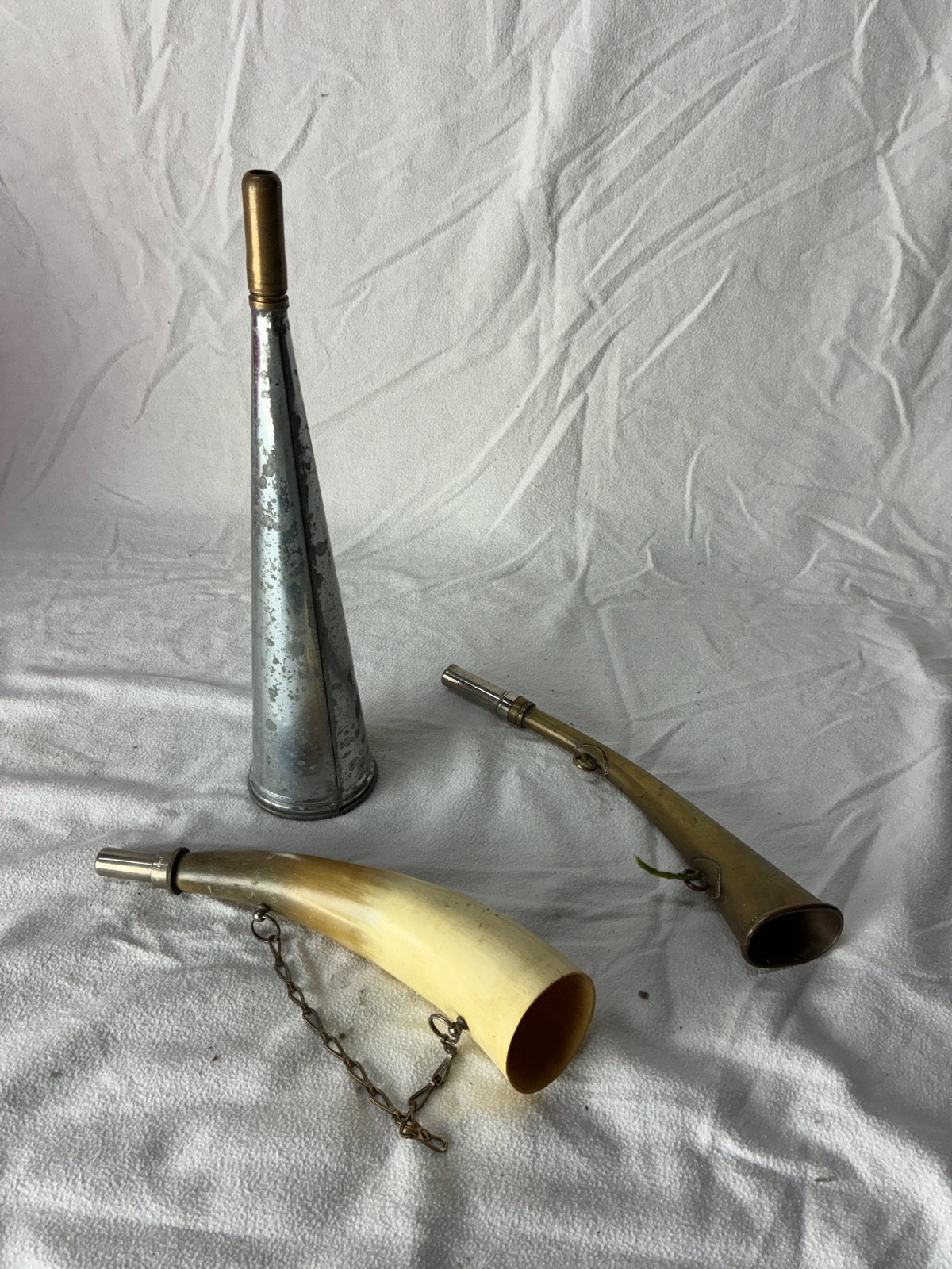 Set van 3 Antieke Jachthoorns / Signaalhoorns, Ophalen of Verzenden