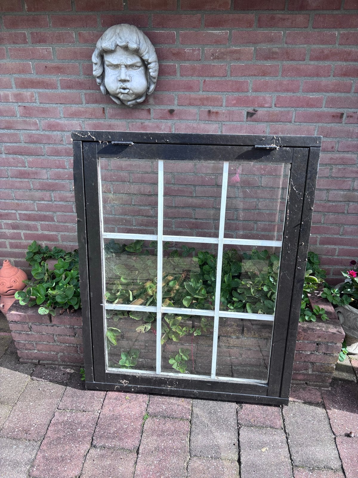 Gebruikt raamkozijn met glas en tuindeuren, Ophalen, Gevelraam of Ruit, Gebruikt, 80 tot 120 cm