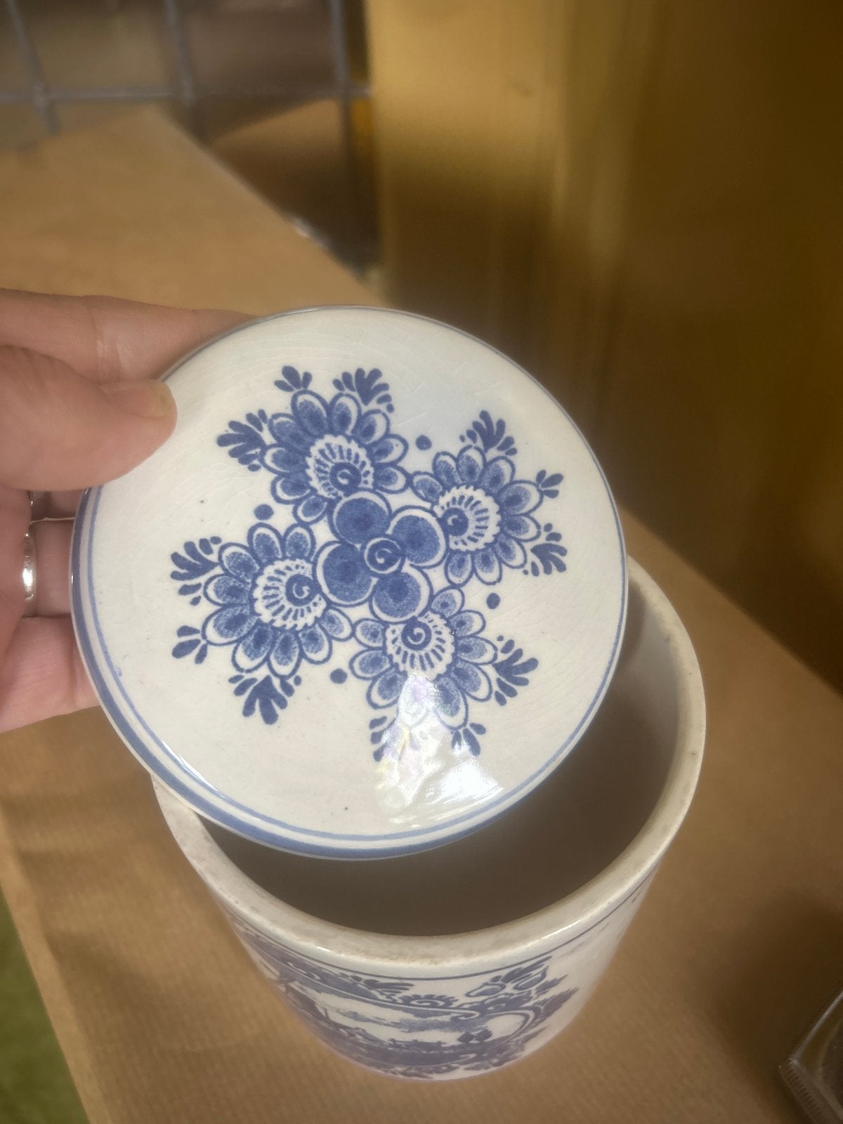 Vintage Goudse Stroopwafels Delfts Blauw Pot, Ophalen of Verzenden