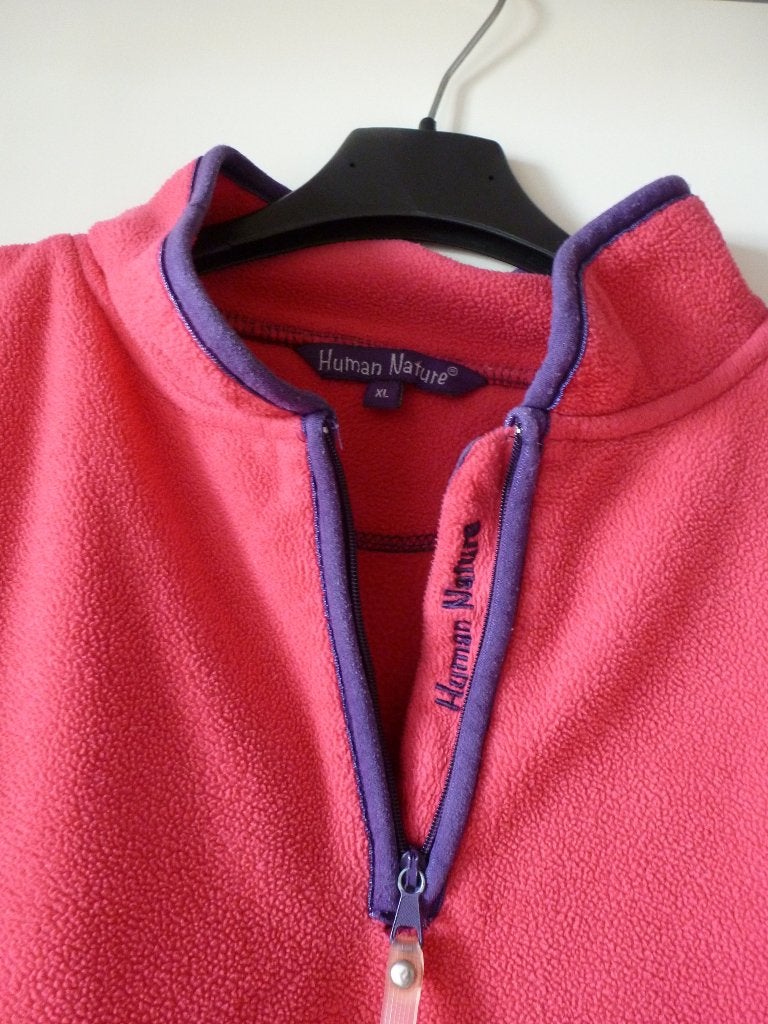 HUMAN NATURE fleece trui rits ROZE 44 -GRATIS zend, Verzenden, Zo goed als nieuw, Maat 42/44 (L), Roze