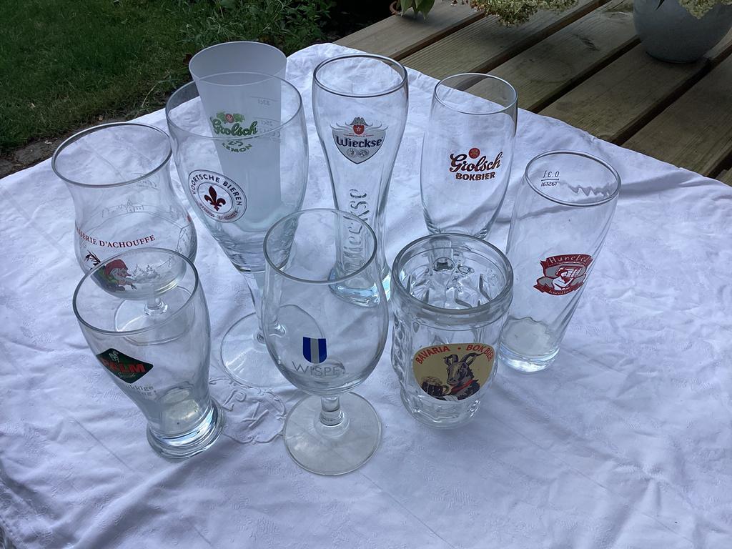 Bierglazen Hunebed Wieckse Wispe Voortsche D’achouffeBavaria, Verzamelen, Ophalen, Zo goed als nieuw, Bierglas