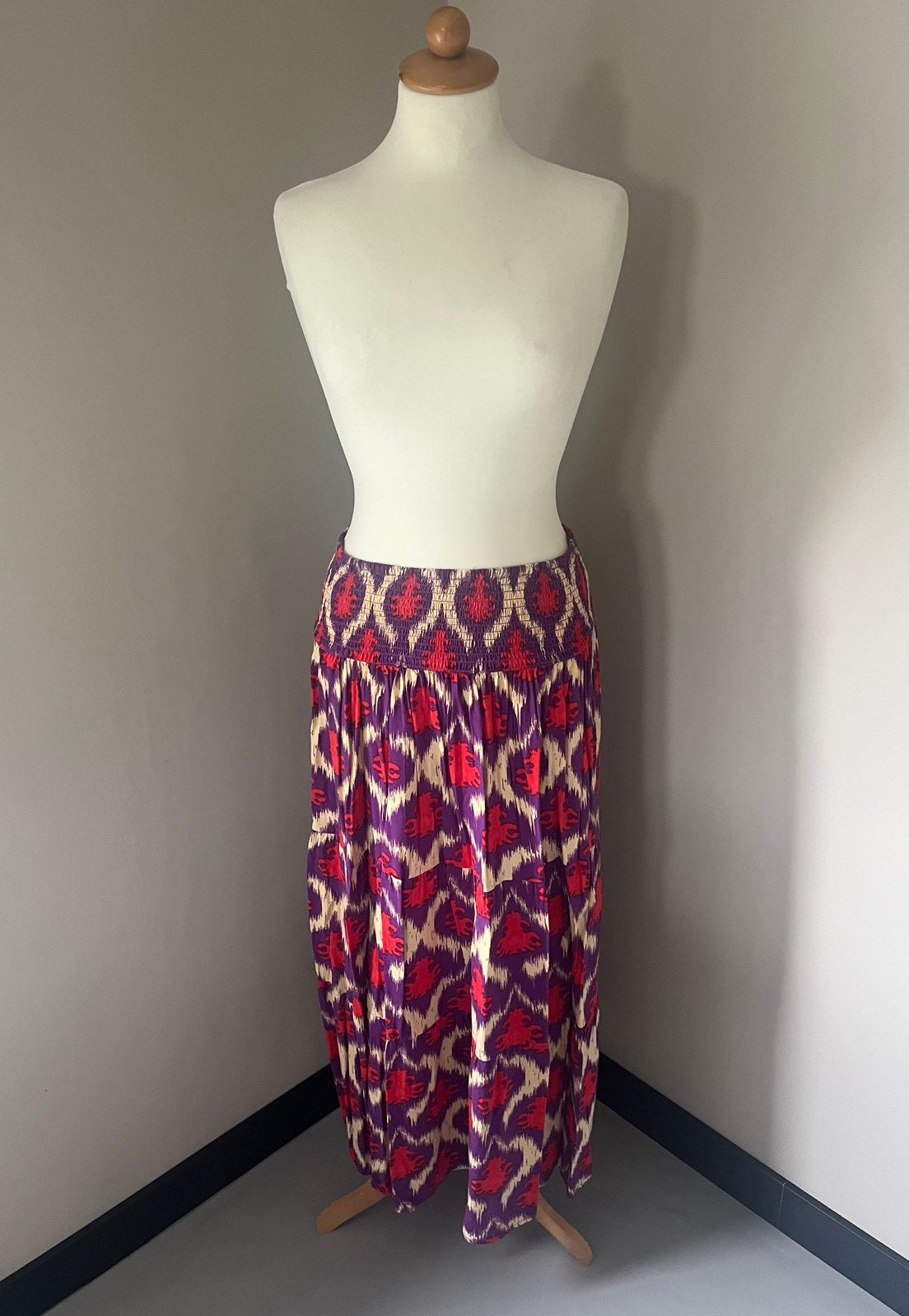 Shoeby ‘Lonneke Nooteboom’ maxi rok paars wit rood XS/S, Paars, Ophalen of Verzenden, Zo goed als nieuw, Maat 34 (XS) of kleiner