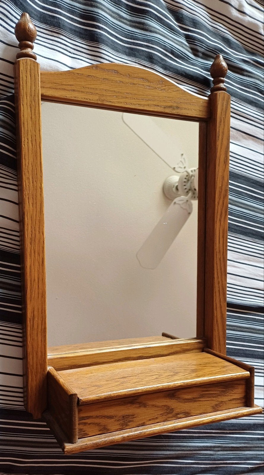 Houten gangspiegel met kammenbakje Oisterwijk, Huis en Inrichting, Ophalen, Minder dan 50 cm, Gebruikt, Minder dan 100 cm