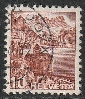Zwitserland 1939 363b Landschap 10c roodbruin, Gest, Ophalen of Verzenden, Gestempeld