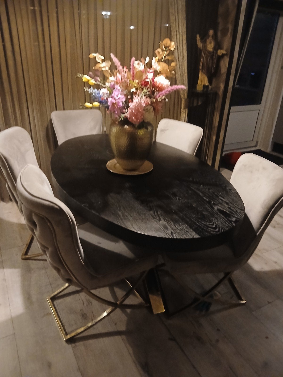 Richmond eethoek: ovale eettafel met 5 luxe stoelen, Huis en Inrichting, Gebruikt, Vijf personen of meer, 150 tot 200 cm, Ovaal
