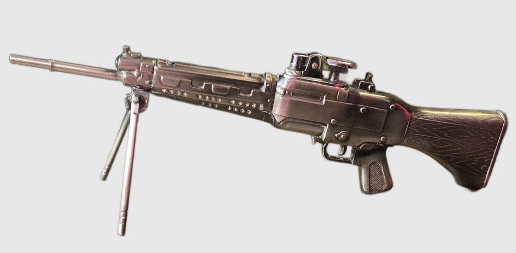 Vintage Bren-mitrailleur tafelaansteker Japan jaren '70/'80, Ophalen of Verzenden, Zo goed als nieuw, Aansteker