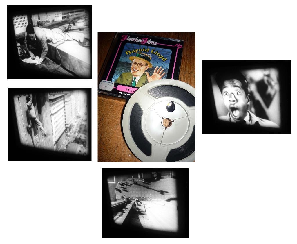 8mm film Harold Lloyd - Skyscraper - silent zw/w 60m mooi -, Ophalen of Verzenden, 8mm film