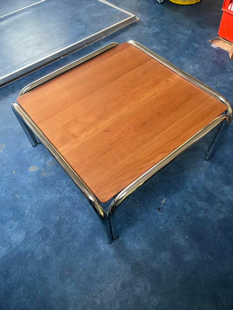 Salontafel buisframe met twee verschillende bladen, Huis en Inrichting, Tafels | Salontafels, Ophalen, Gebruikt, 100 tot 150 cm
