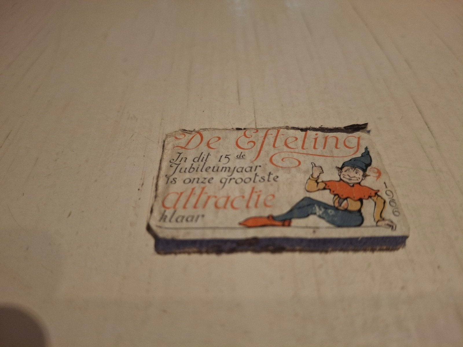 Zeer oude Efteling luciferdoosje 1966 - 15e jubileumjaar, Verzamelen, Efteling, Verzenden, Gebruikt, Beeldje of Poppetje