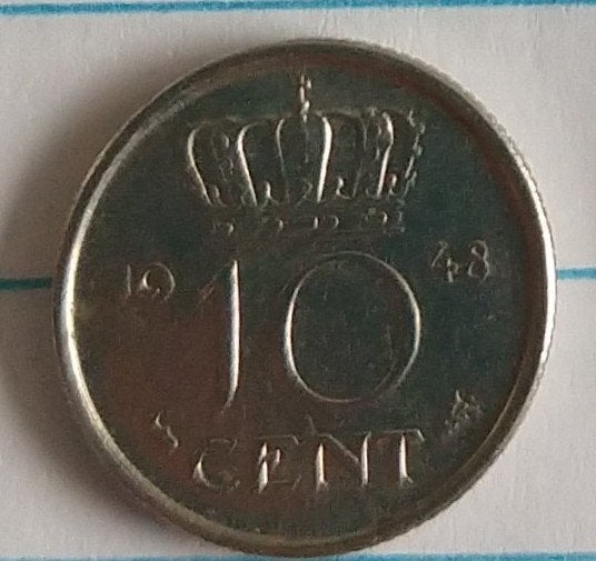 Nederland munt 1948, 10 cent, volgnr 4.2, Ophalen of Verzenden, Koningin Wilhelmina, 10 cent