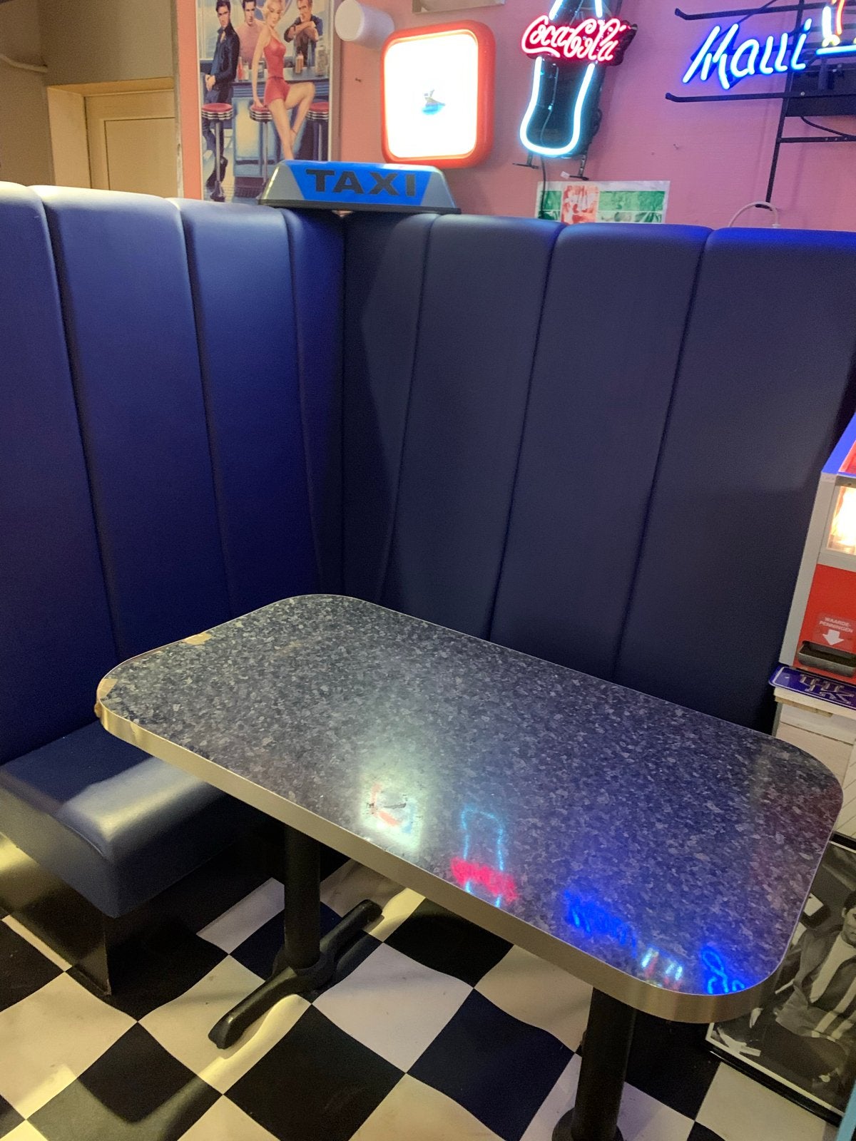Retro Diner Hoekbank met Tafel - Jaren '50 Stijl, Kunststof, Gebruikt, 100 tot 150 cm, Ophalen of Verzenden