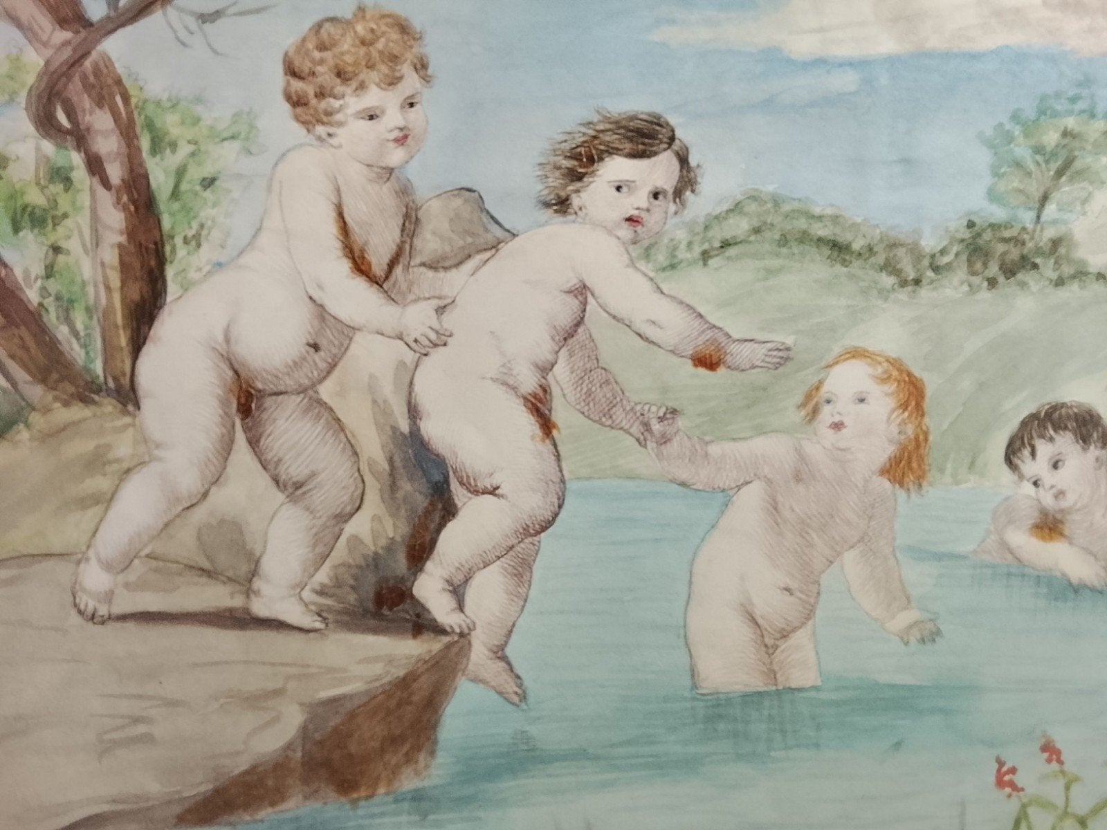 johannes Linse 1875-1930 aquarel, Antiek en Kunst, Ophalen