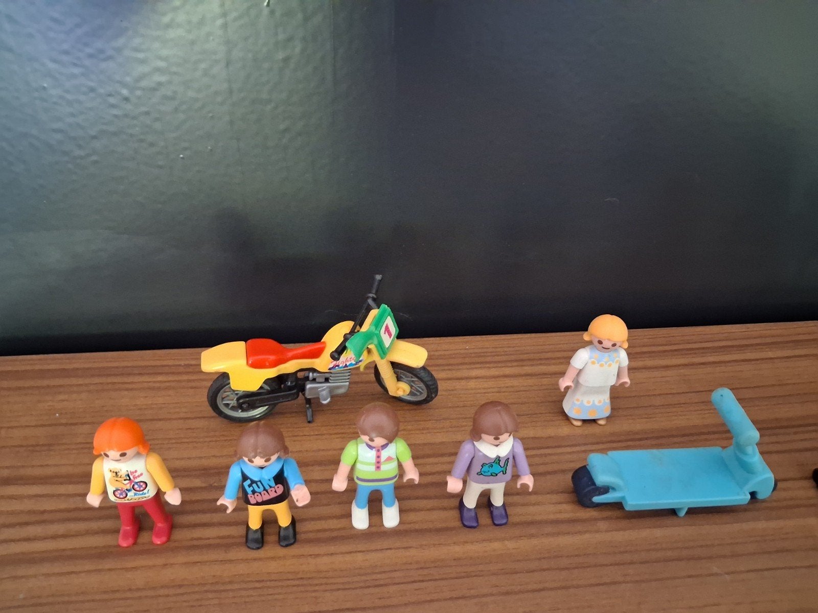 Vintage Playmobil poppetjes met step en crossmotor, Ophalen of Verzenden, Gebruikt, Overige typen