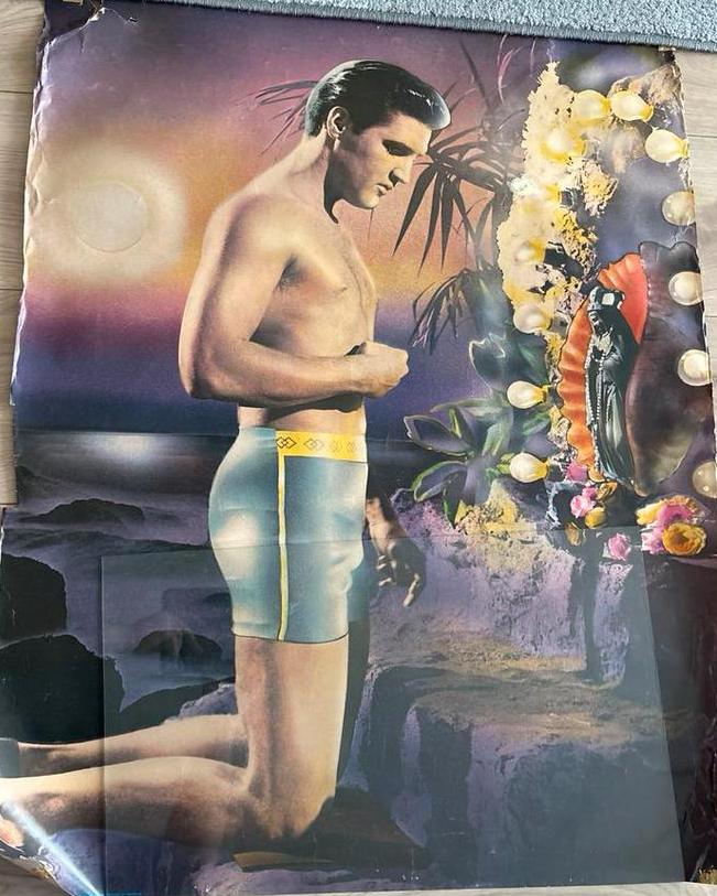 Vintage Elvis Presley Poster - Uniek Verzamelobject, Ophalen of Verzenden, Gebruikt, Poster, Artwork of Schilderij