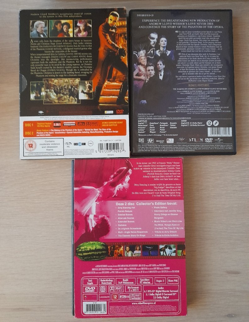 Dirty dancing en phantom of the opera, Alle leeftijden, Ophalen of Verzenden, Gebruikt