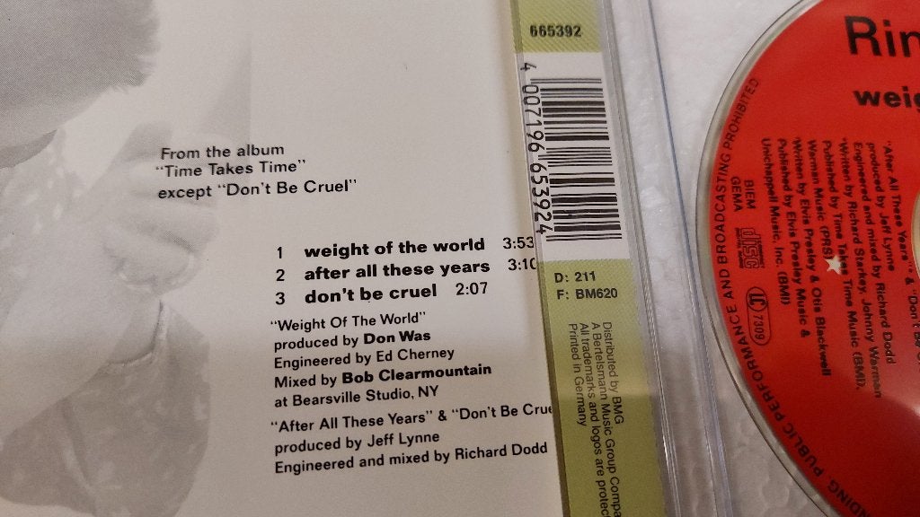 Ringo Starr NIEUW CD-SINGLE Weight of the world Beatles, Ophalen of Verzenden, Pop, Nieuw in verpakking, Eerste persing
