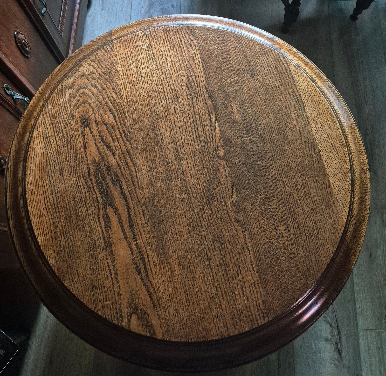 Ronde antieke tafel massief eiken 80 breed 65 hoog

Salontaf, Antiek en Kunst, Ophalen