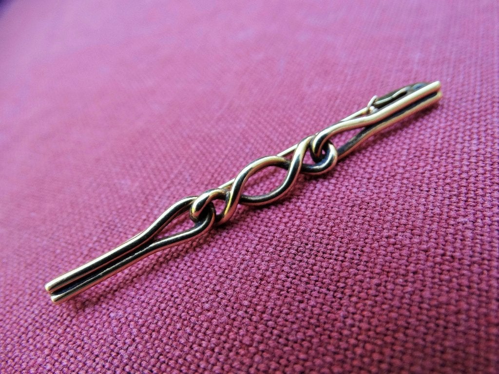 Gouden dasspeld, brochette, 585 goud, 14k geelgoud, knopen, Verzenden, Goud, Broche