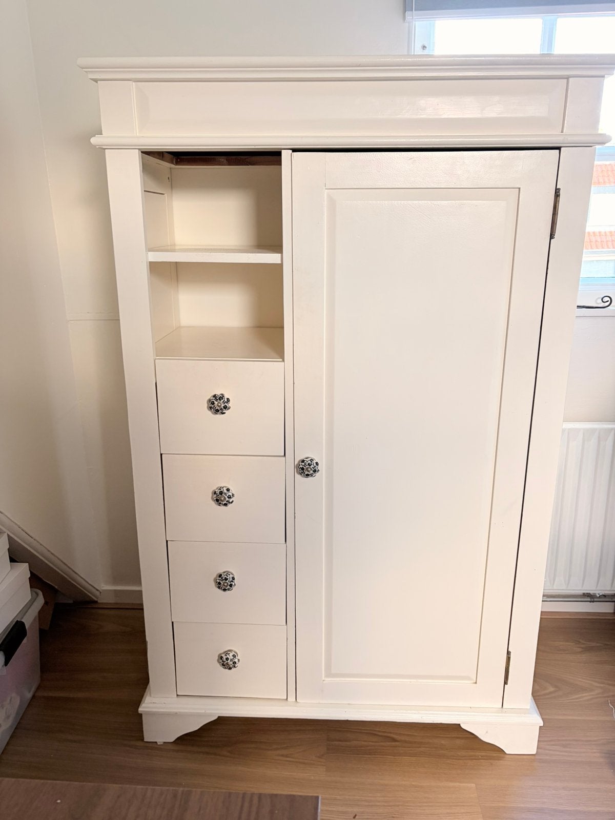 Vintage antieke brocante kast met spiegel, Ophalen, Kast, 105 cm of meer, Zo goed als nieuw