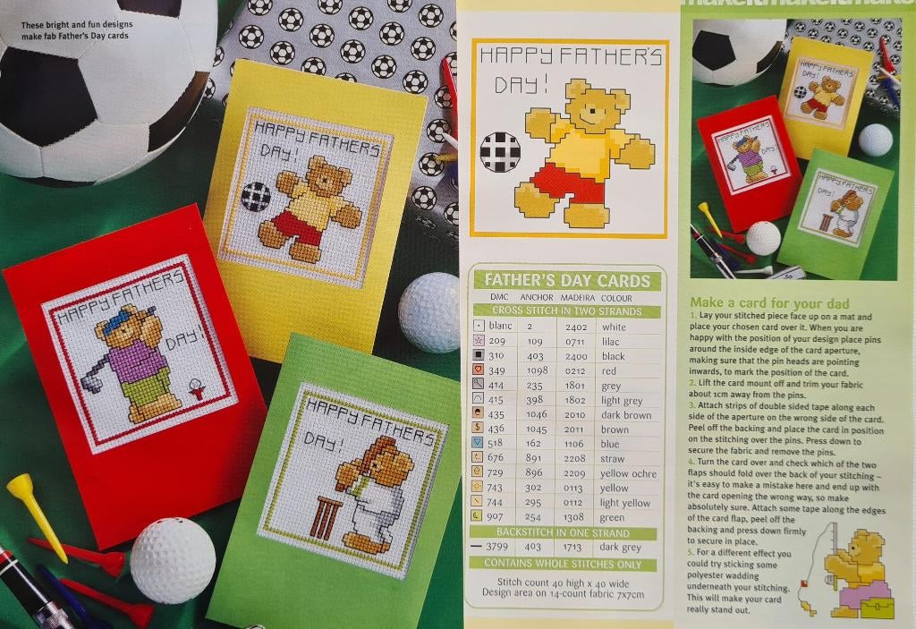 10 vaderdag borduurpatronen van teddy beren, Ophalen, Nieuw, Handborduren, Patroon