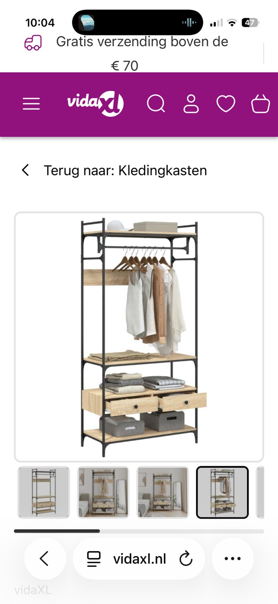 Kledingkast met planken en lades - Industrieel design, Ophalen, Nieuw, 50 tot 100 cm, Met lade(s)