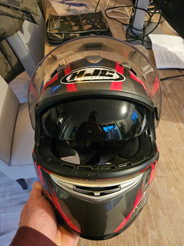 HJC IS-16 Integraalhelm - Zwart/Rood - Maat L, Motoren, Heren, HJC, Ophalen of Verzenden, Integraalhelm