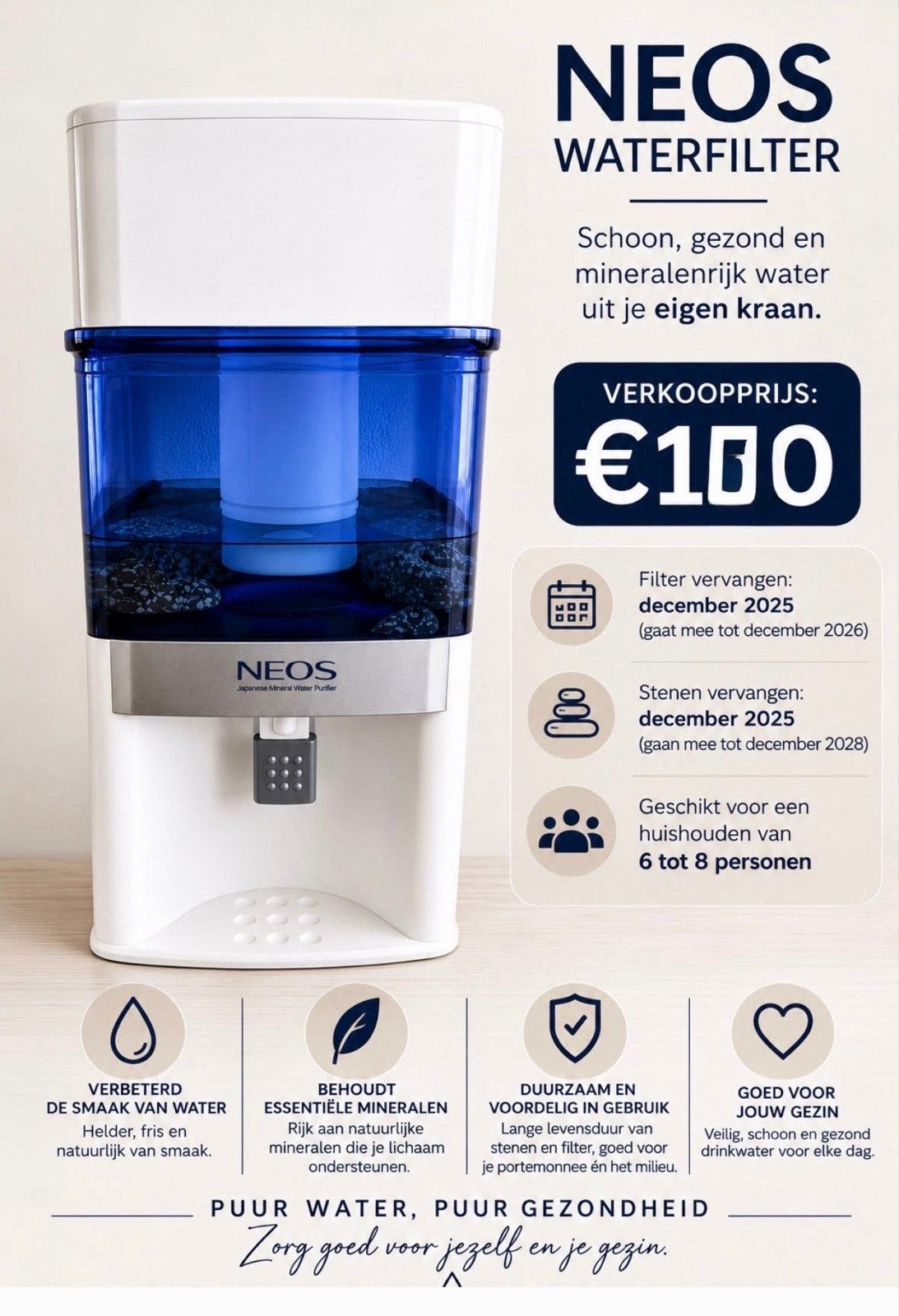 NEOS Waterfilter: Schoon, gezond en mineraalrijk water, Ophalen of Verzenden, Nieuw