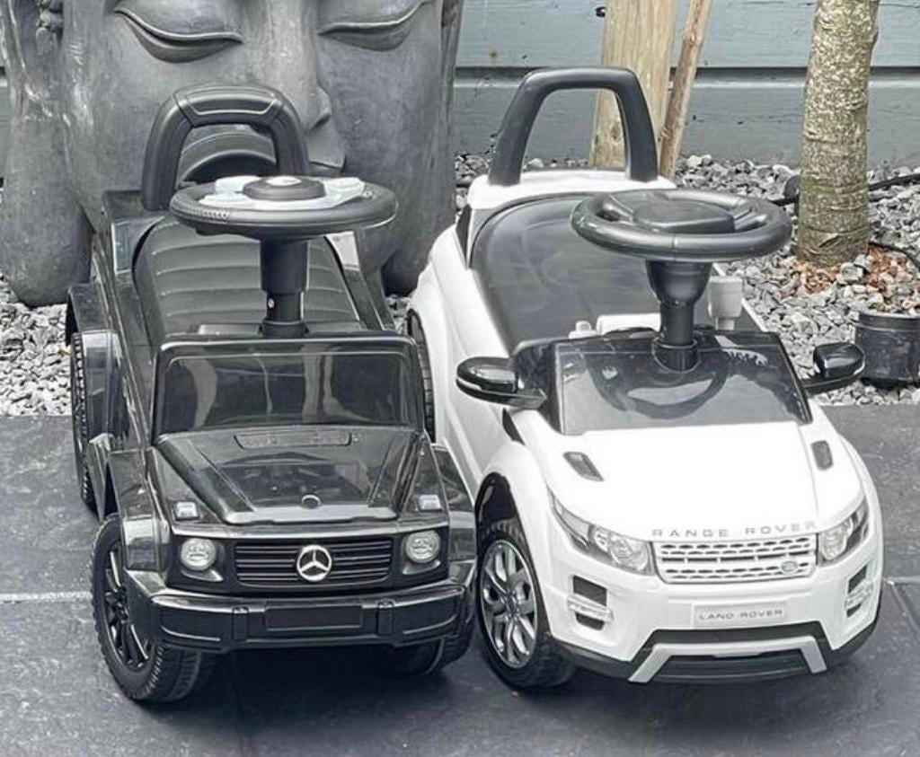 2 Loopauto's in Nieuwstaat - Mercedes G-Klasse & Range Rover, Kinderen en Baby's, Ophalen of Verzenden, Zo goed als nieuw, Loopvoertuig