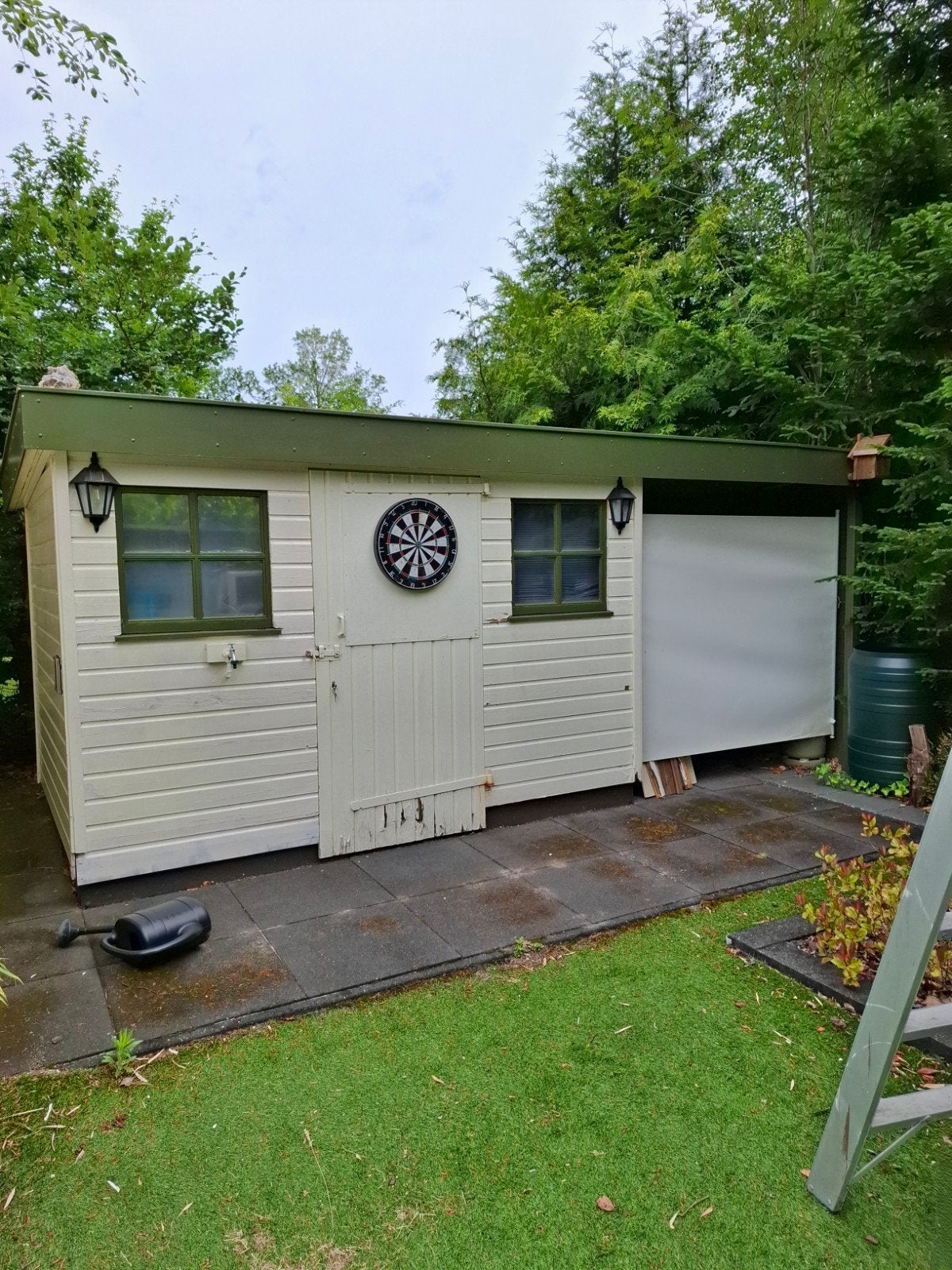 Tuinschuur met aparte afdak, 250 tot 500 cm, Schuur, Ophalen of Verzenden, 2 ramen