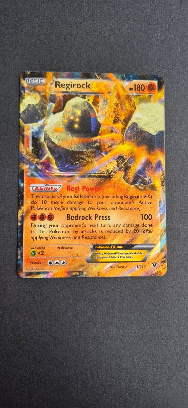Regirock EX (FCO 43) Fates collide, Ophalen of Verzenden, Zo goed als nieuw, Losse kaart, Foil
