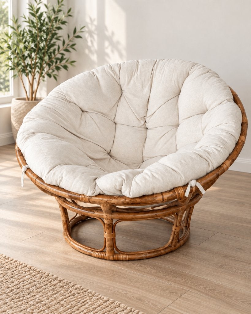 Van der Leeden Papasan loungestoel rotan, Huis en Inrichting, Gebruikt, Bruin, Ophalen of Verzenden, Riet of Rotan