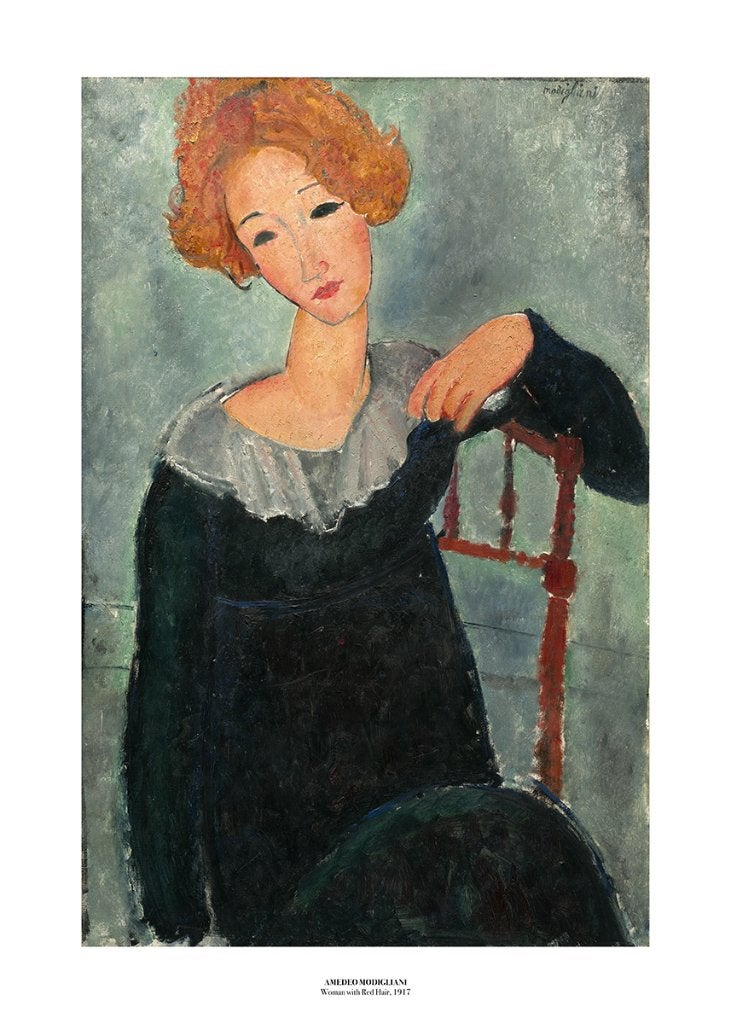 Amedeo Modigliani - Woman with Red Hair, 1917 - poster, Antiek en Kunst, Ophalen of Verzenden, Papier/karton