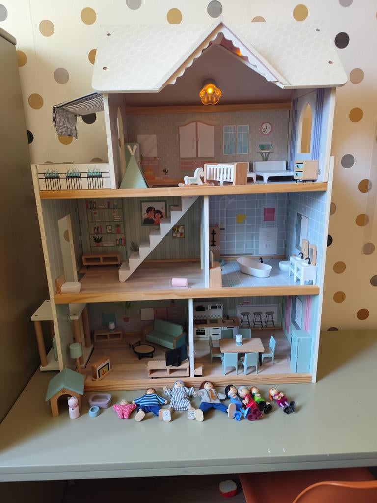 Compleet Mini Matters Poppenhuis met accessoires, Ophalen