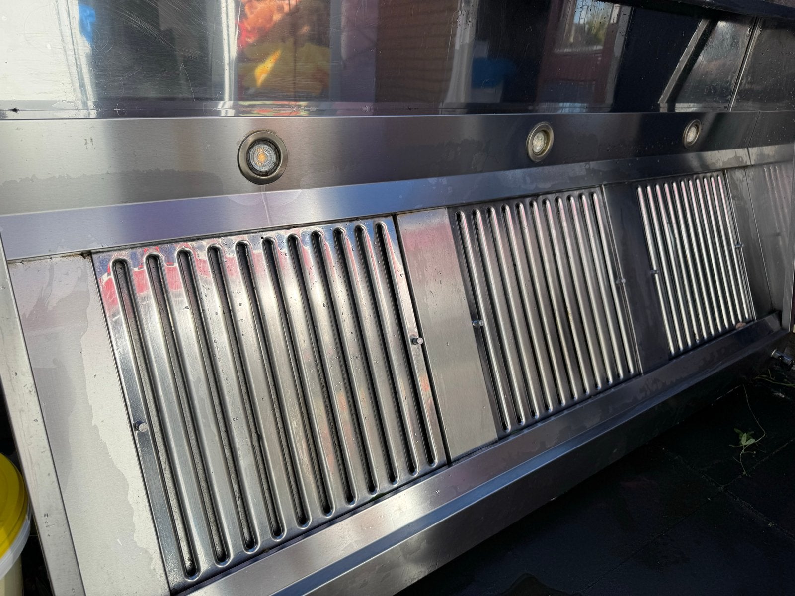 Professionele RVS Afzuigkap met Verlichting lengte 2m, Ophalen, Gebruikt, Overige typen, 800 m³ per uur of meer
