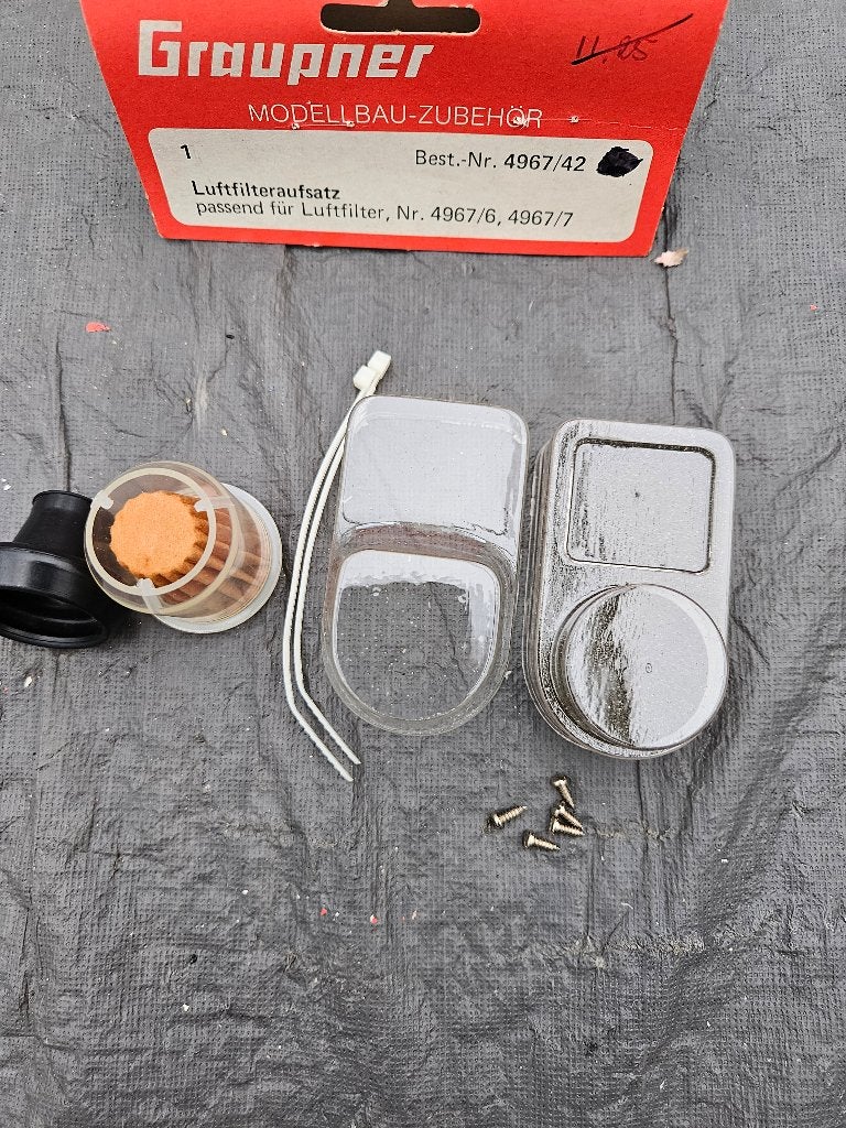 Vintage Graupner complete luchtfilter set. 1/8, Nieuw, Ophalen of Verzenden, Onderdeel, Nitro