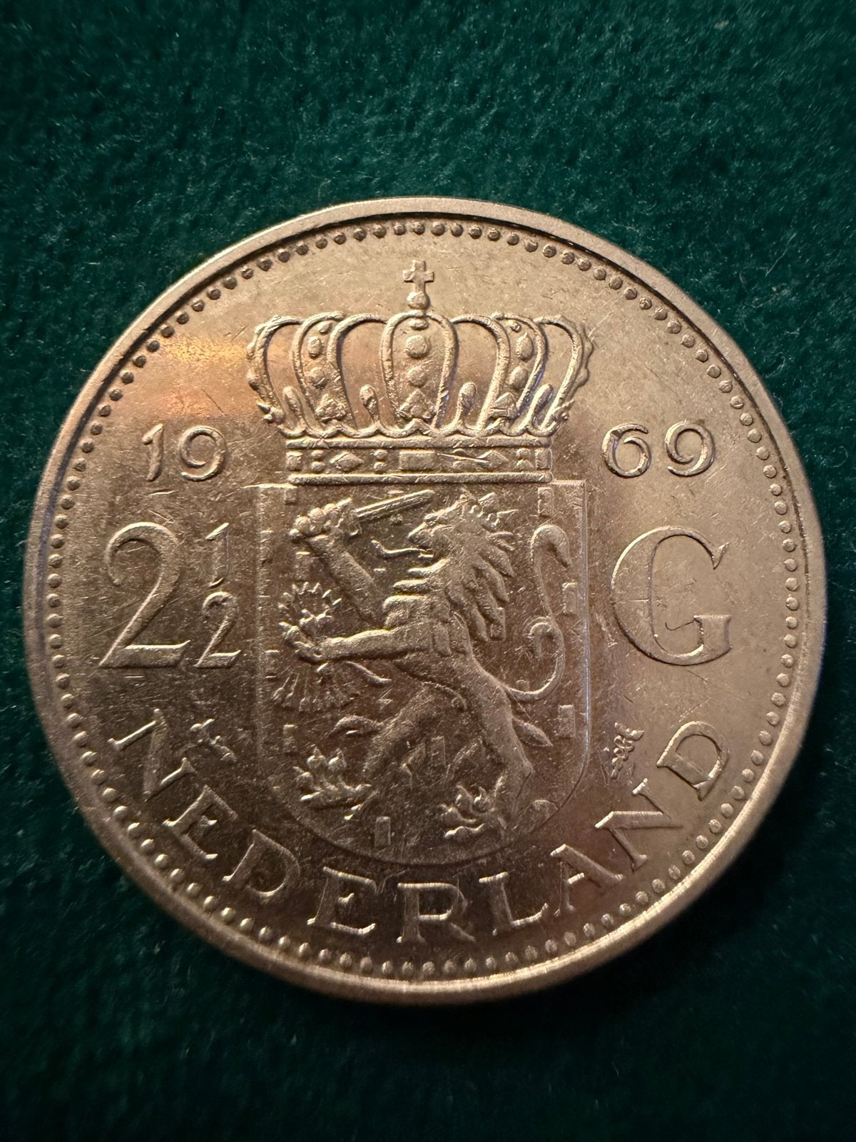 2½ Gulden 1969 Juliana Zilveren Munt, Koningin Juliana, Zilver, Ophalen of Verzenden, Losse munt